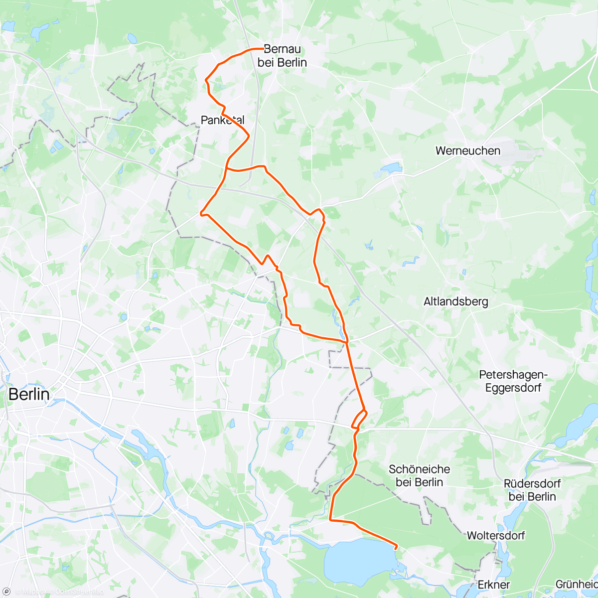 Map of the activity, RR-Fahrt zur Mittagszeit