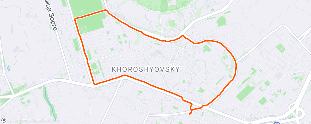 Map of the activity, бег Ходынка-Хорошевка