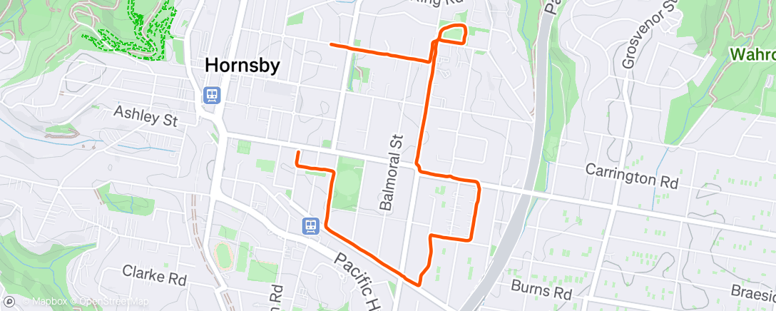 Map of the activity, Afternoon Run