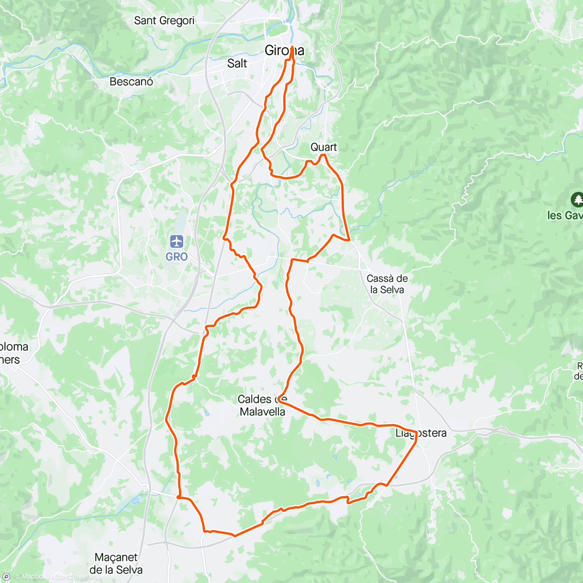 Mapa da atividade, Girona : richting zuid