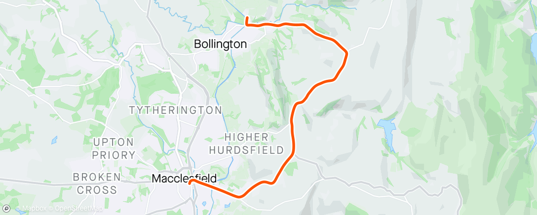 Map of the activity, Home with some hills plus chain falling off