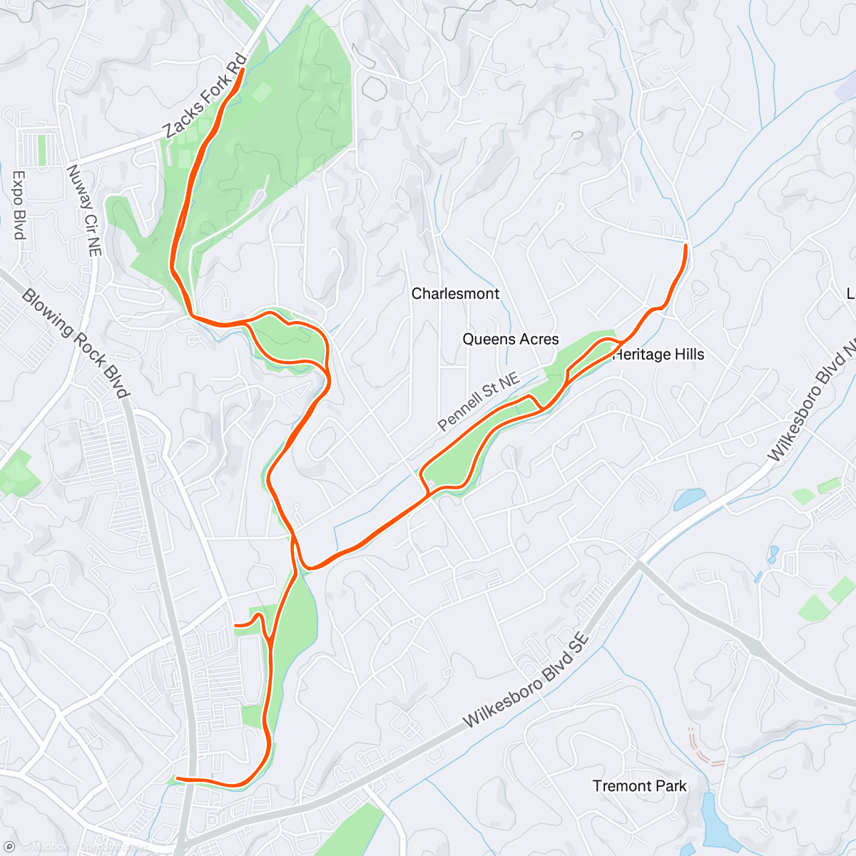 Map of the activity, Entraînement PN par environ 3 degrés