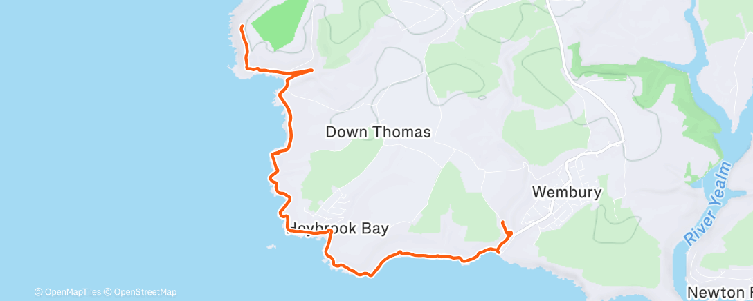 Map of the activity, SWCP - Wembury to Staddon Point Out & Back