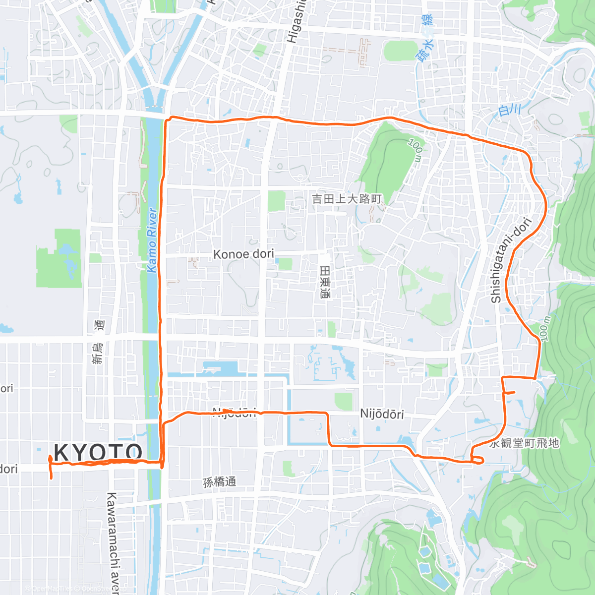 Карта физической активности (Cruising Kyoto on e rides)