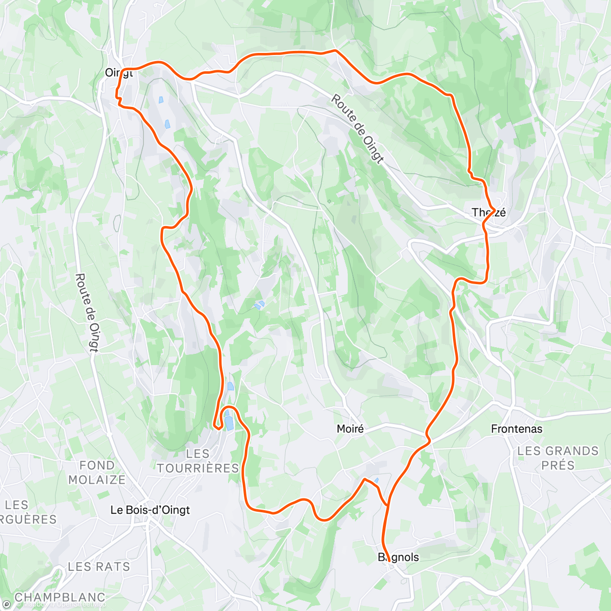 Map of the activity, Trail givré dans le beaujolais