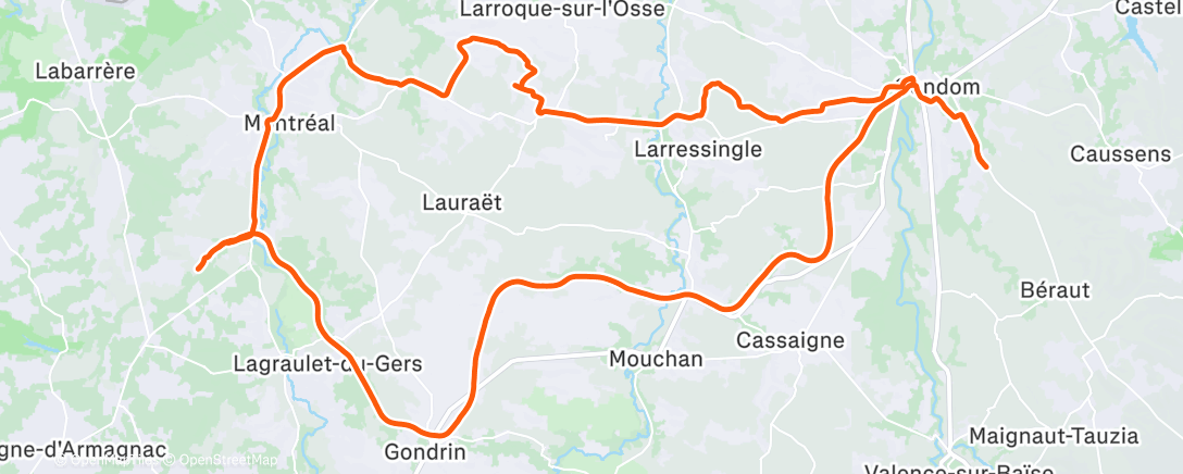 Map of the activity, Vélo dans l'après-midi