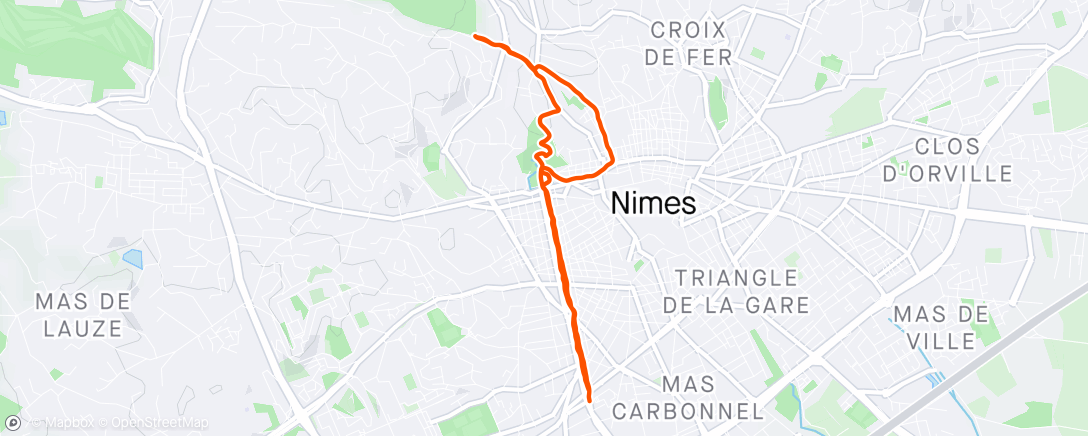 Map of the activity, Course à pied du midi
