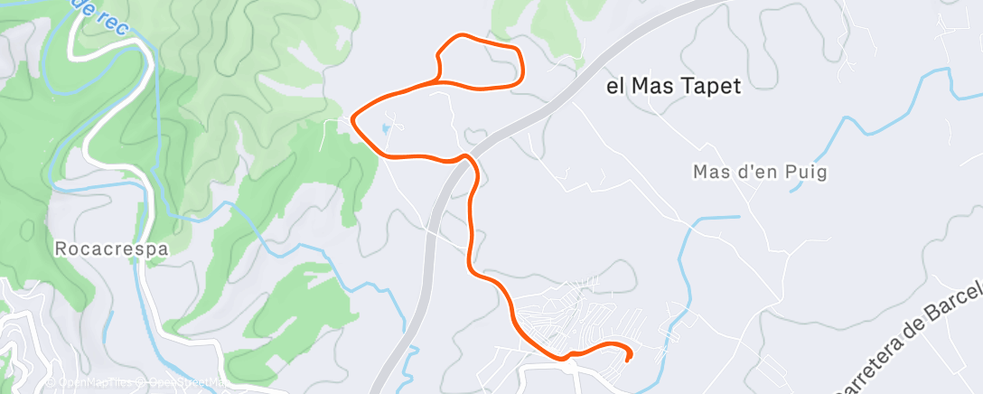 Map of the activity, Course à pied le midi