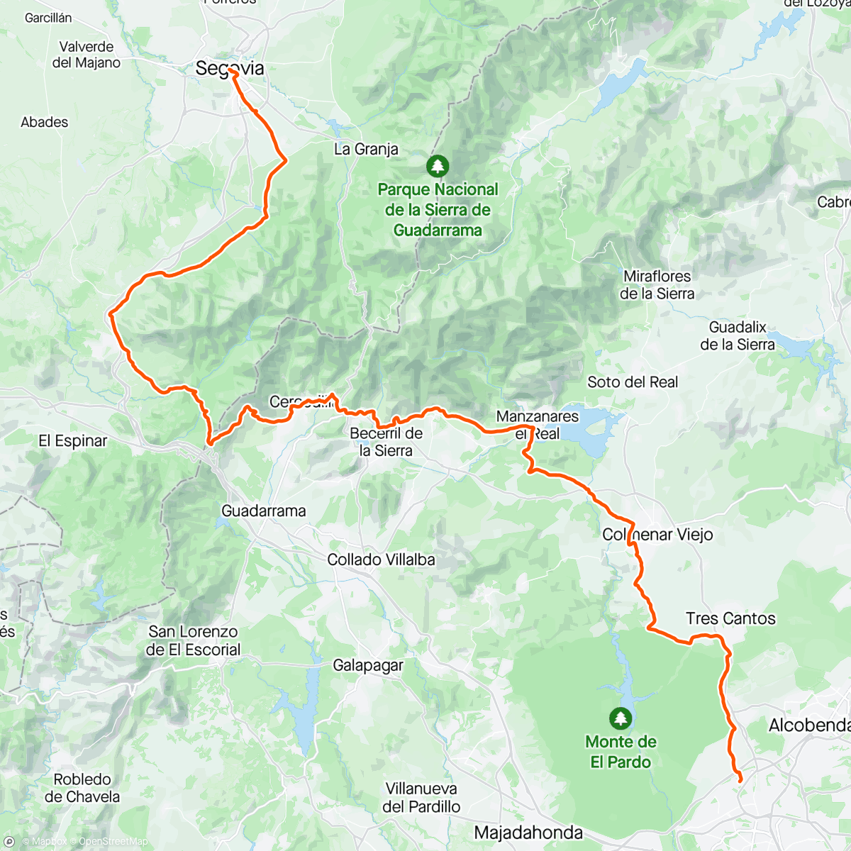 Mapa de la actividad (Madrid > Segovia con la grupeta decathlon camali 💙)