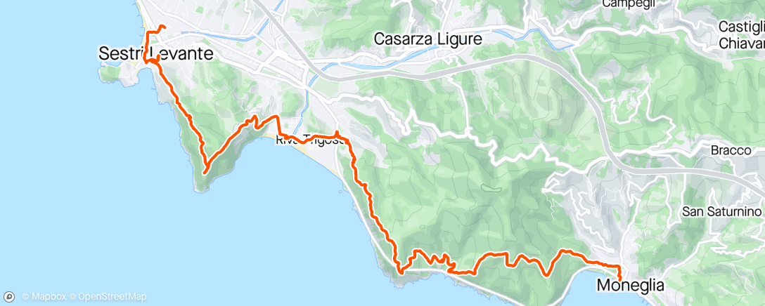 Map of the activity, sentiero liguria | da sestri a moneglia