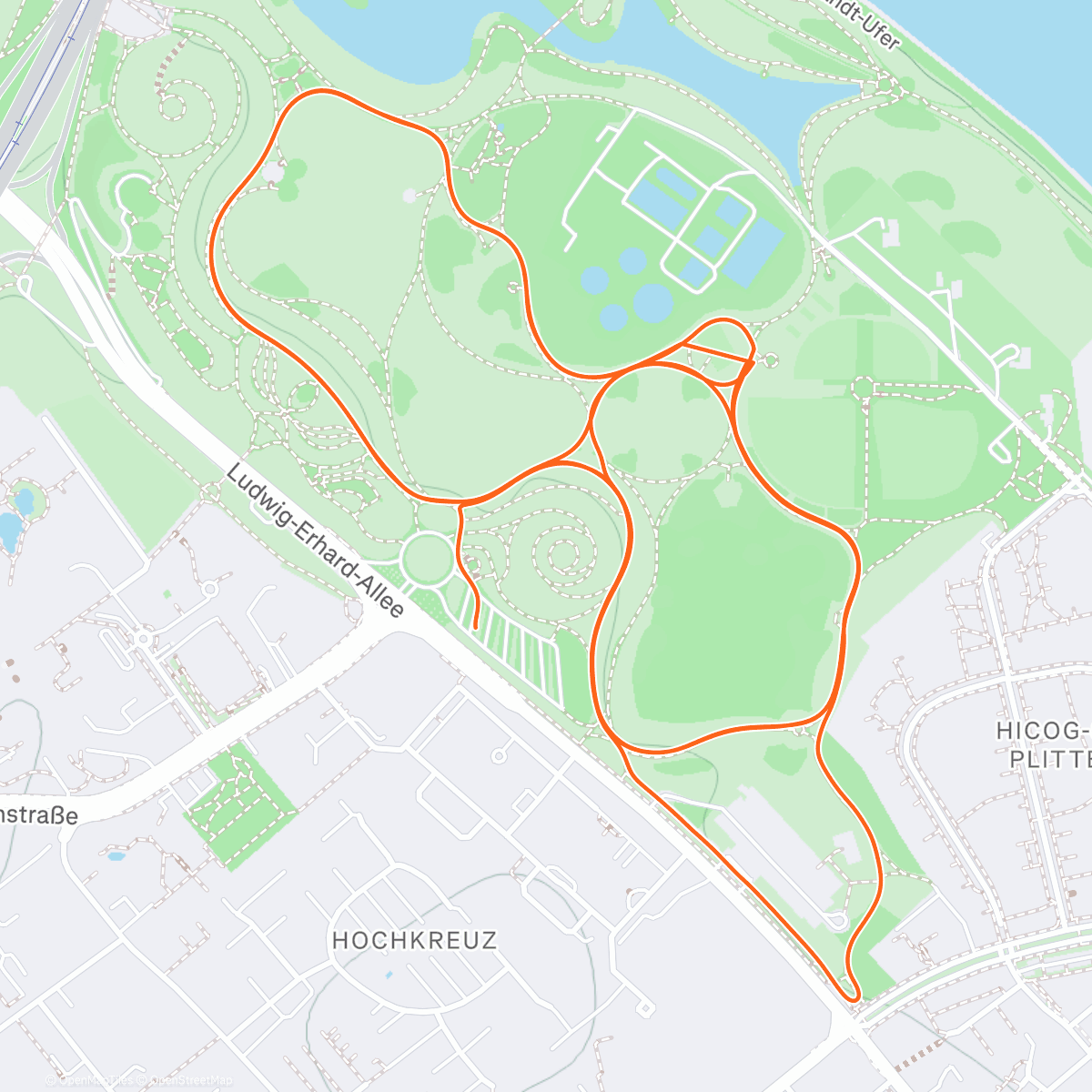 Карта физической активности (2.5' last-minute warmup + 15'54" hilly Parkrun + noch etwas ausbluten.. 😂🫡🤘)