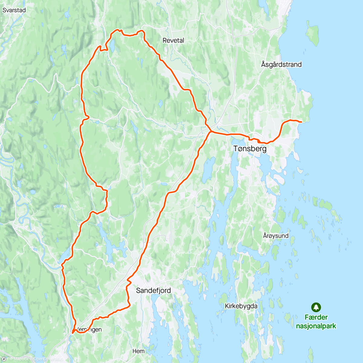 Map of the activity, CK Jarlsberg søndag