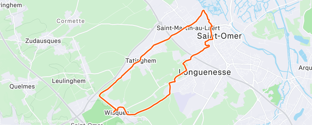 Map of the activity, Course à pied le midi