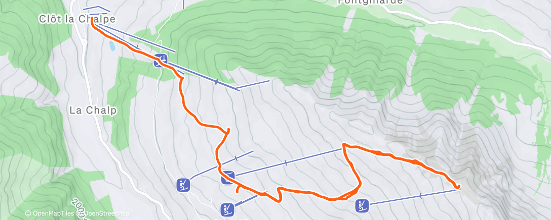 Mapa da atividade, Ski de randonnée dans l'après-midi