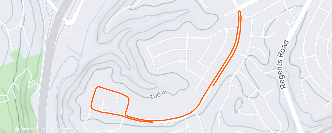 Map of the activity, Relaxed neighborhood jog with Ken