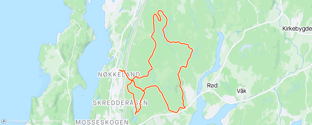 Map of the activity, Moss CK trening med Geir på sti i Mossemarka