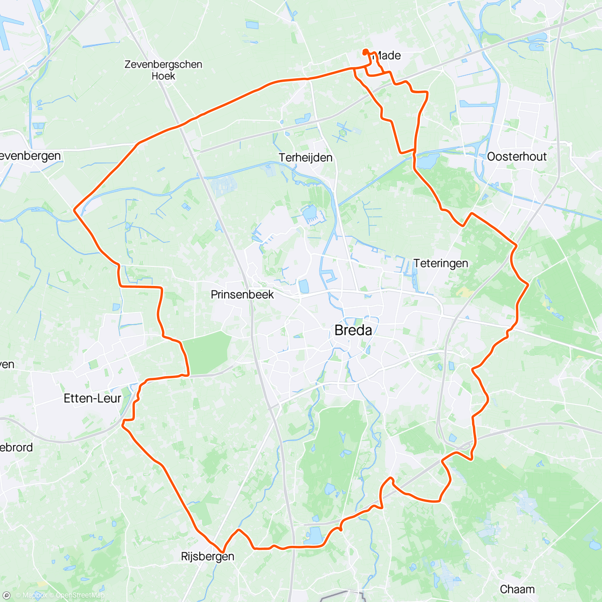 Map of the activity, Eerste rit na Paaspop met de dinsdag groep.
