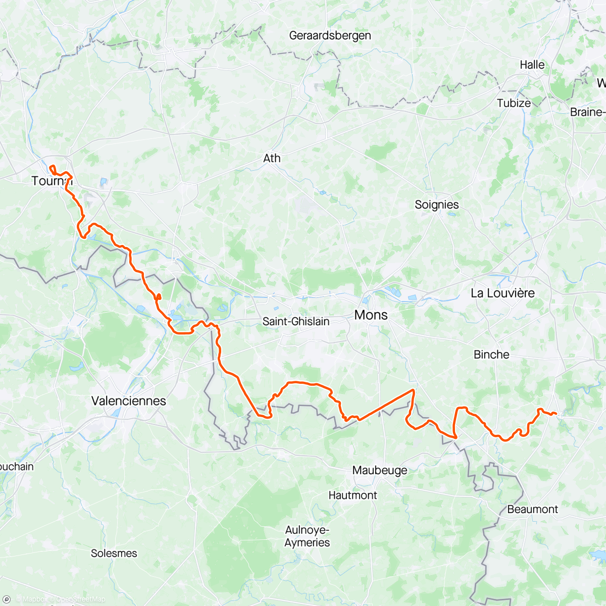 Map of the activity, Tournai - Kain - Thuin