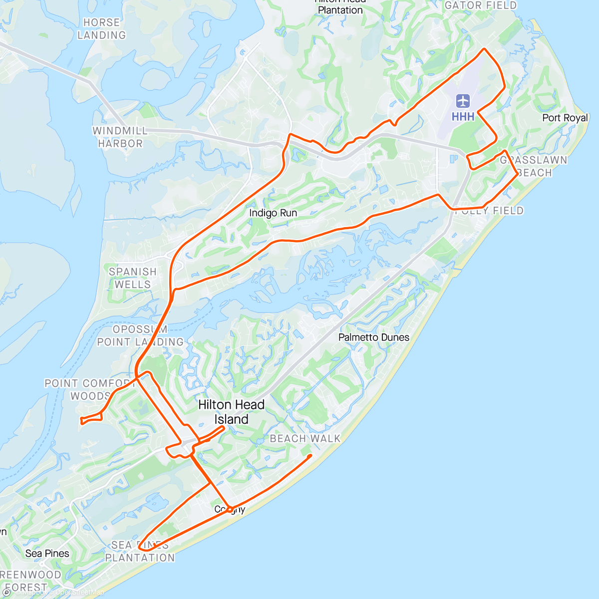 Map of the activity, Hilton Head: Group Ride