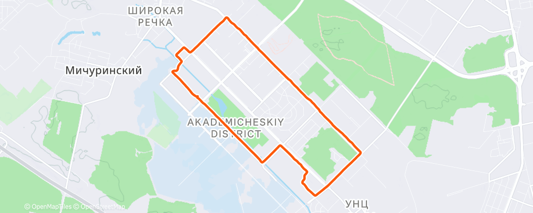 Map of the activity, Утренний забег