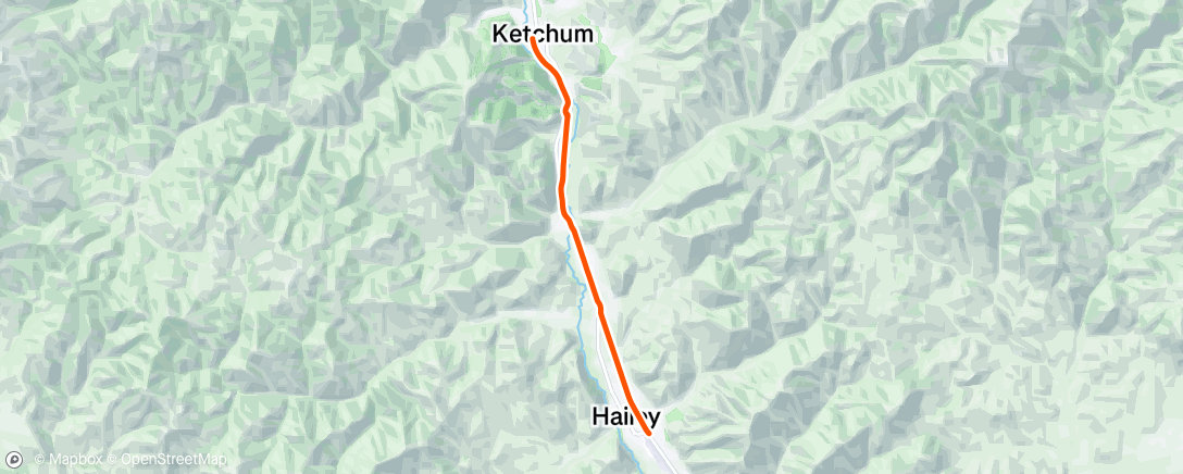 Map of the activity, Cruise on the Bike Path to Hailey and back
