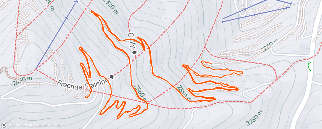 Map of the activity, Up toward chairlift Olympic