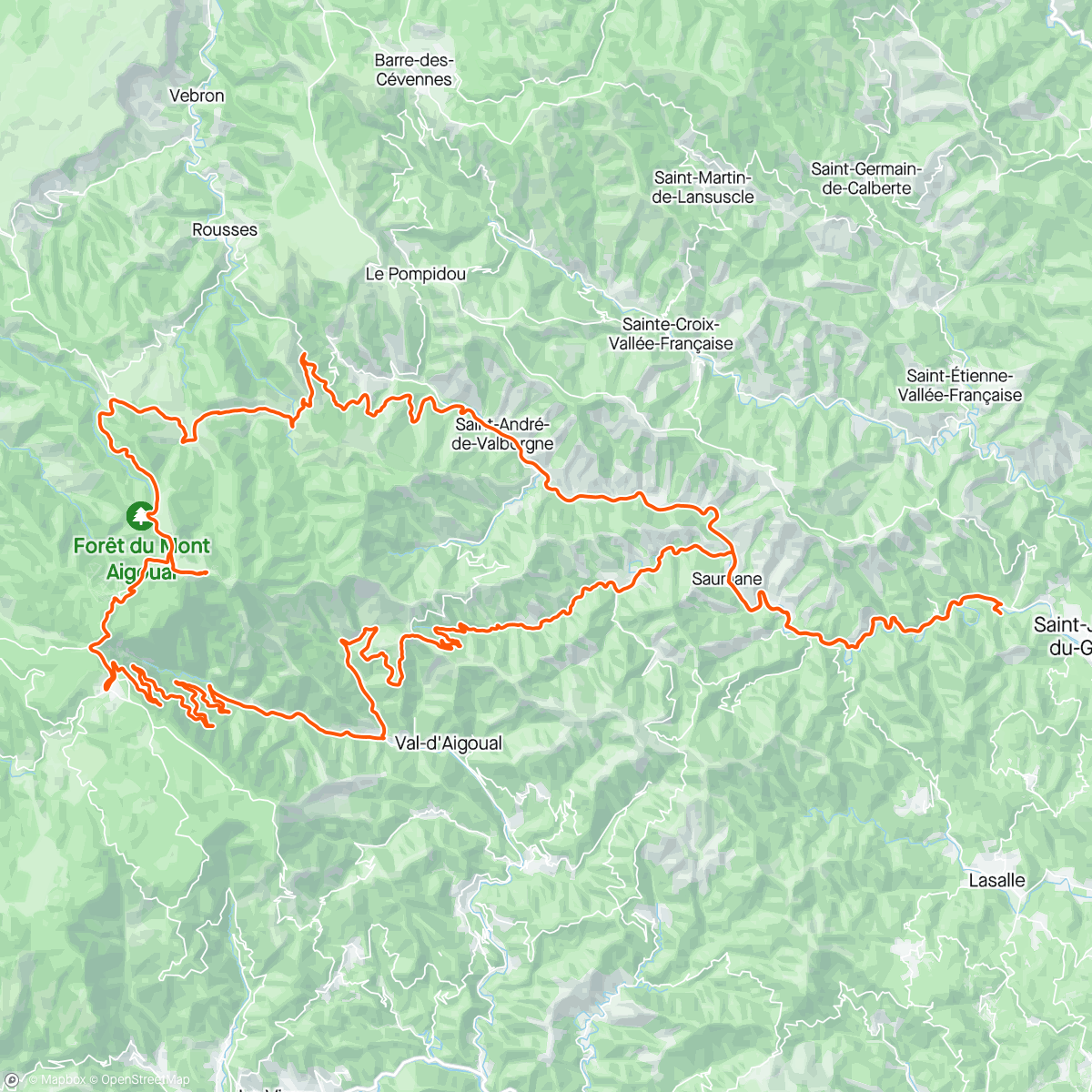Mappa dell'attività Wereldfietsdag, de literatuur berg, Mont Aigoual, op.