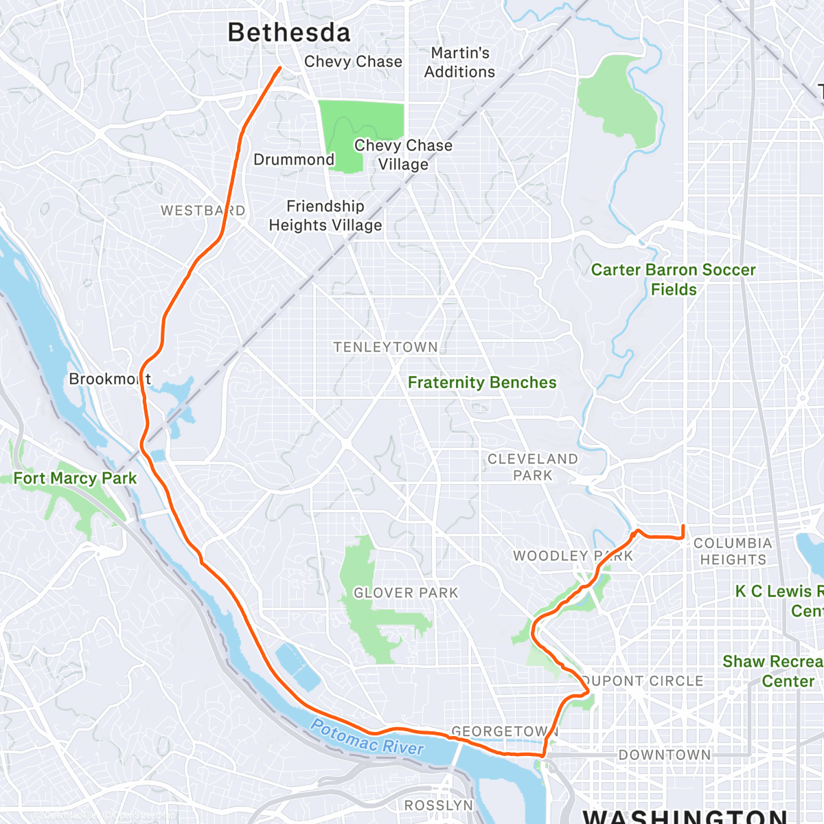 Map of the activity, Afternoon Run