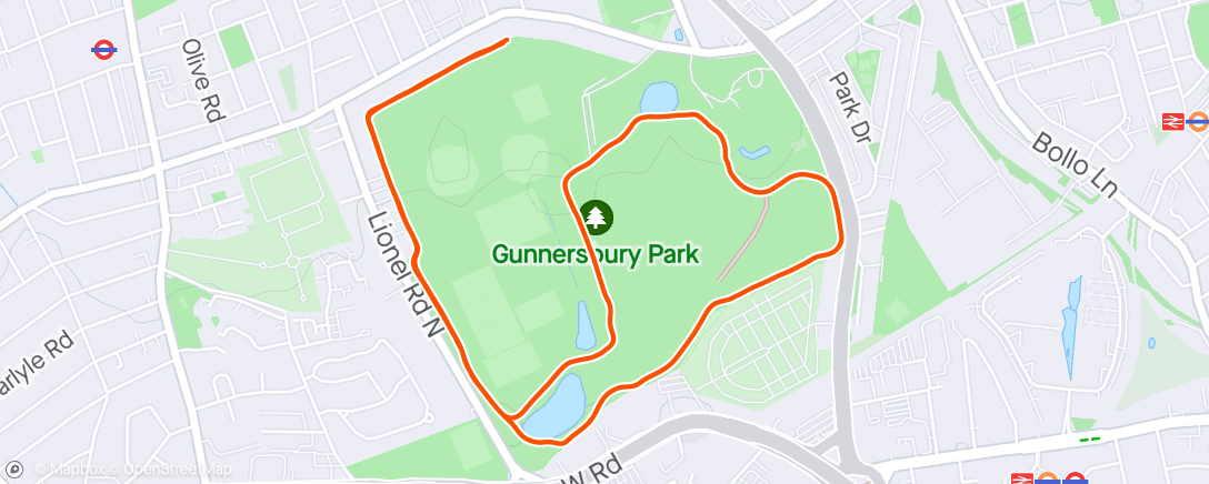 Map of the activity, Gunnersbury Parkrun