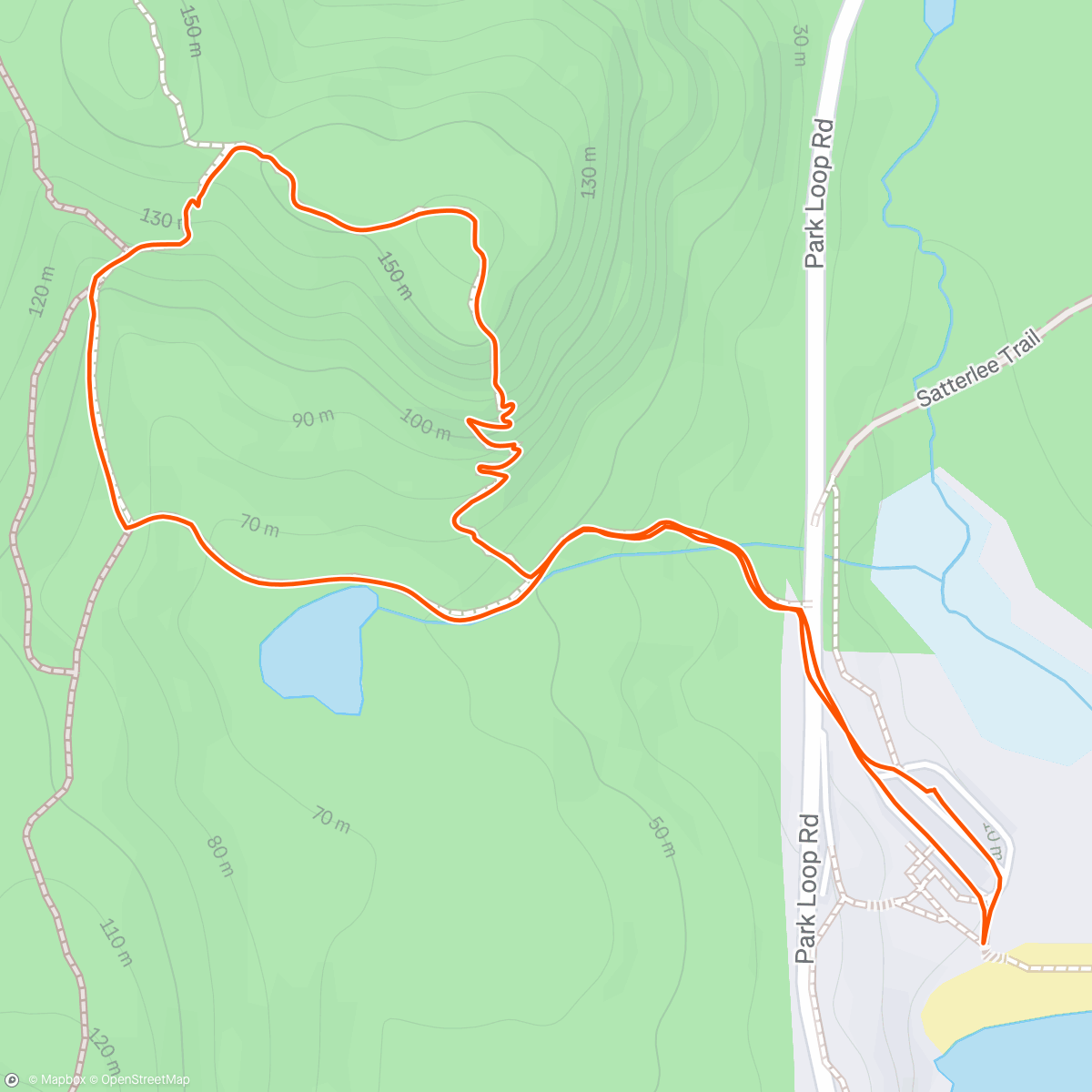 Map of the activity, Rainy climb up the Beehive