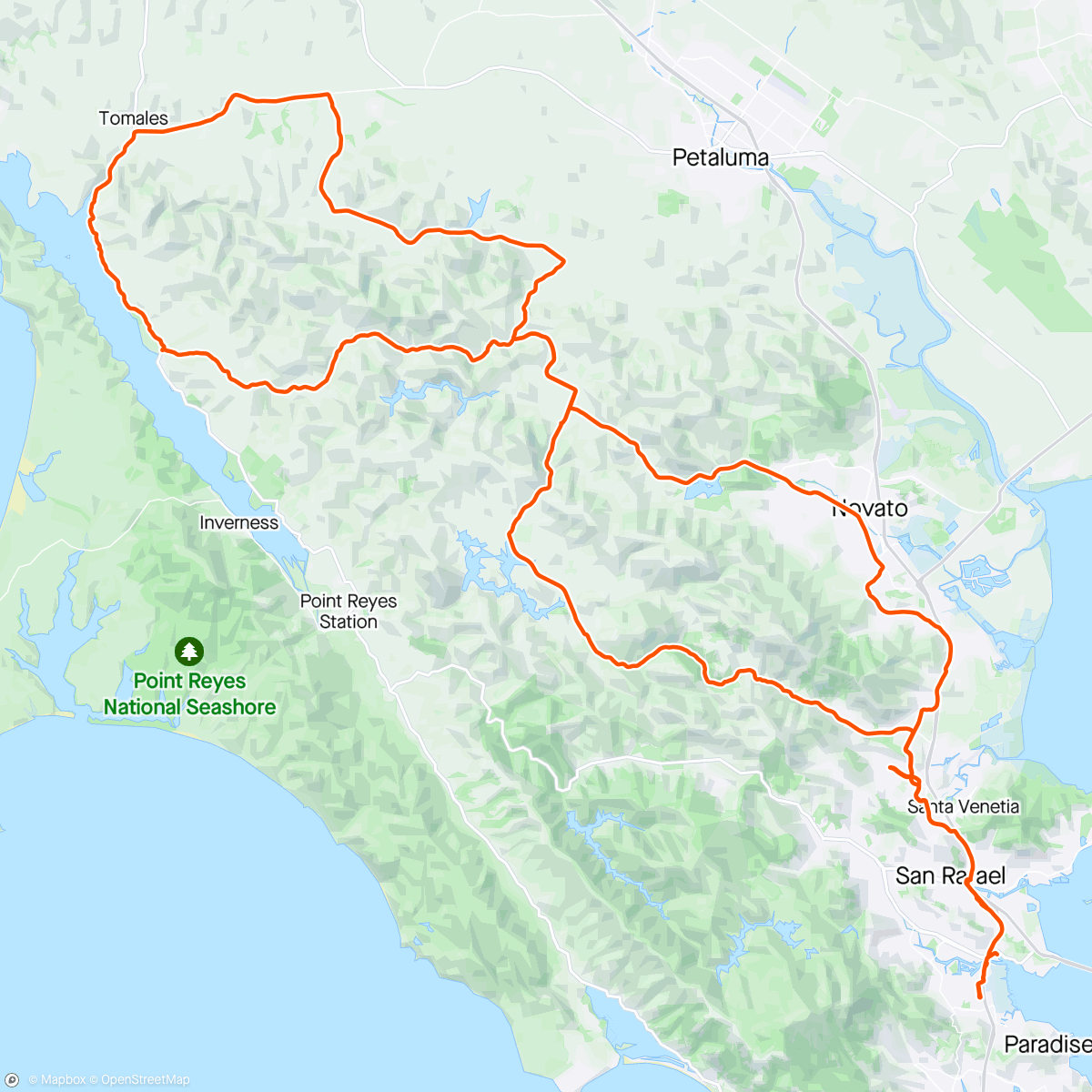 Map of the activity, Tour de Marin