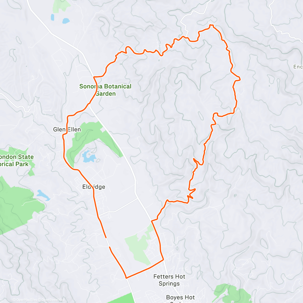 Map of the activity, Sonoma hill climb with hottie Simone