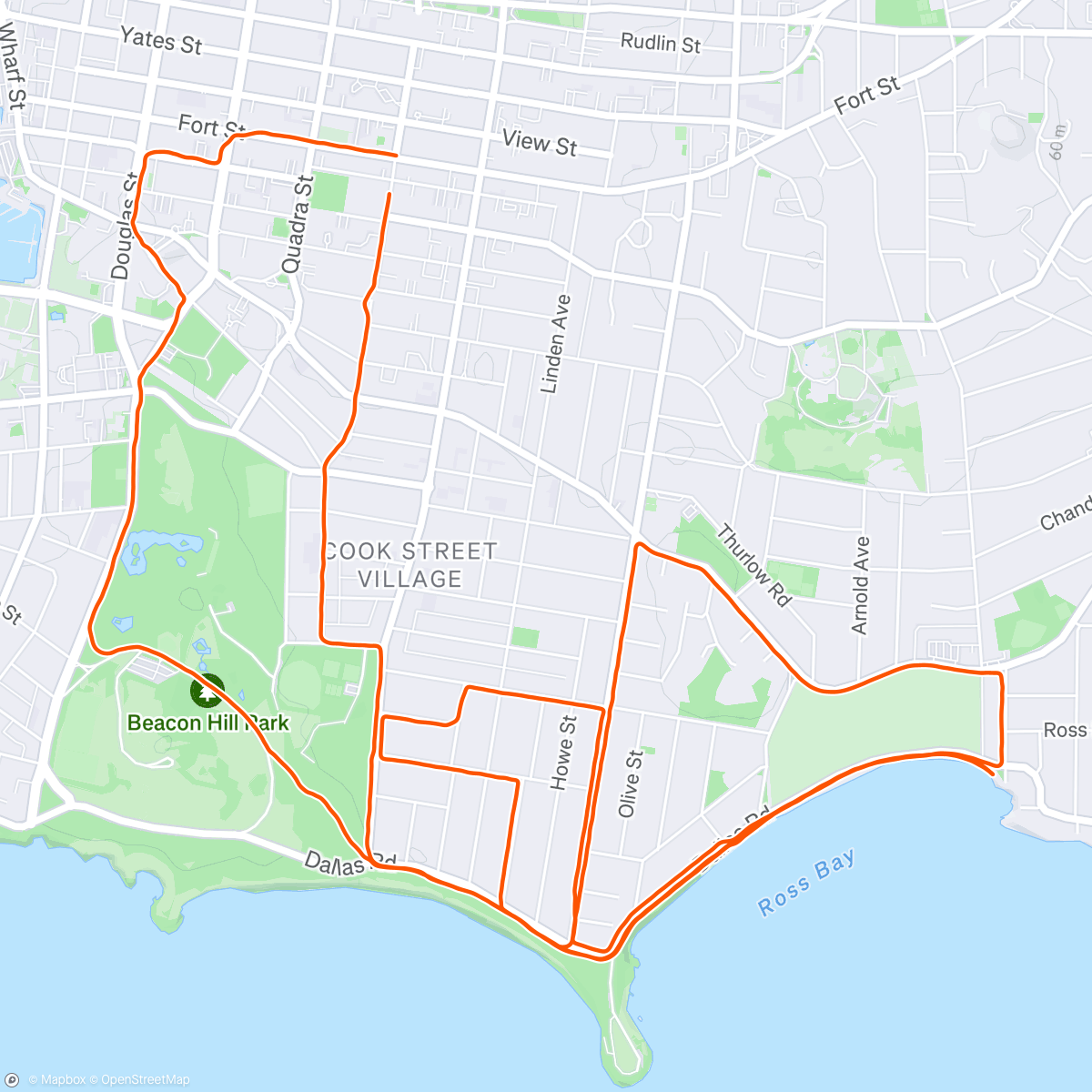Map of the activity, 10km HM goal pace 5 km easy