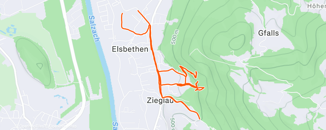 Map of the activity, Afternoon Run