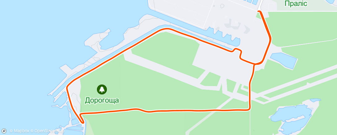 Karte der Aktivität „Energy half marathon (дистанція 10 км - 36:20), відкрив нарешті сезон  🏃”