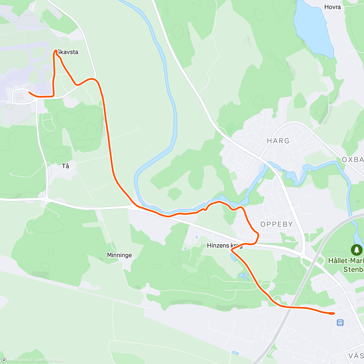 Map of the activity, Afternoon Run