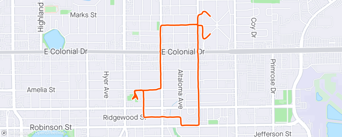 Map of the activity, Back In Orlando Run