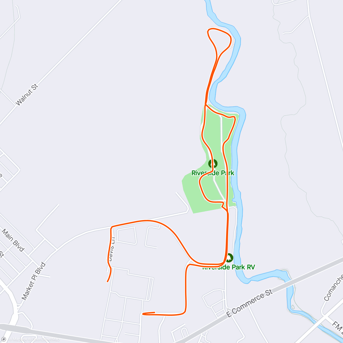 Map of the activity, Morning Run checking out Texas