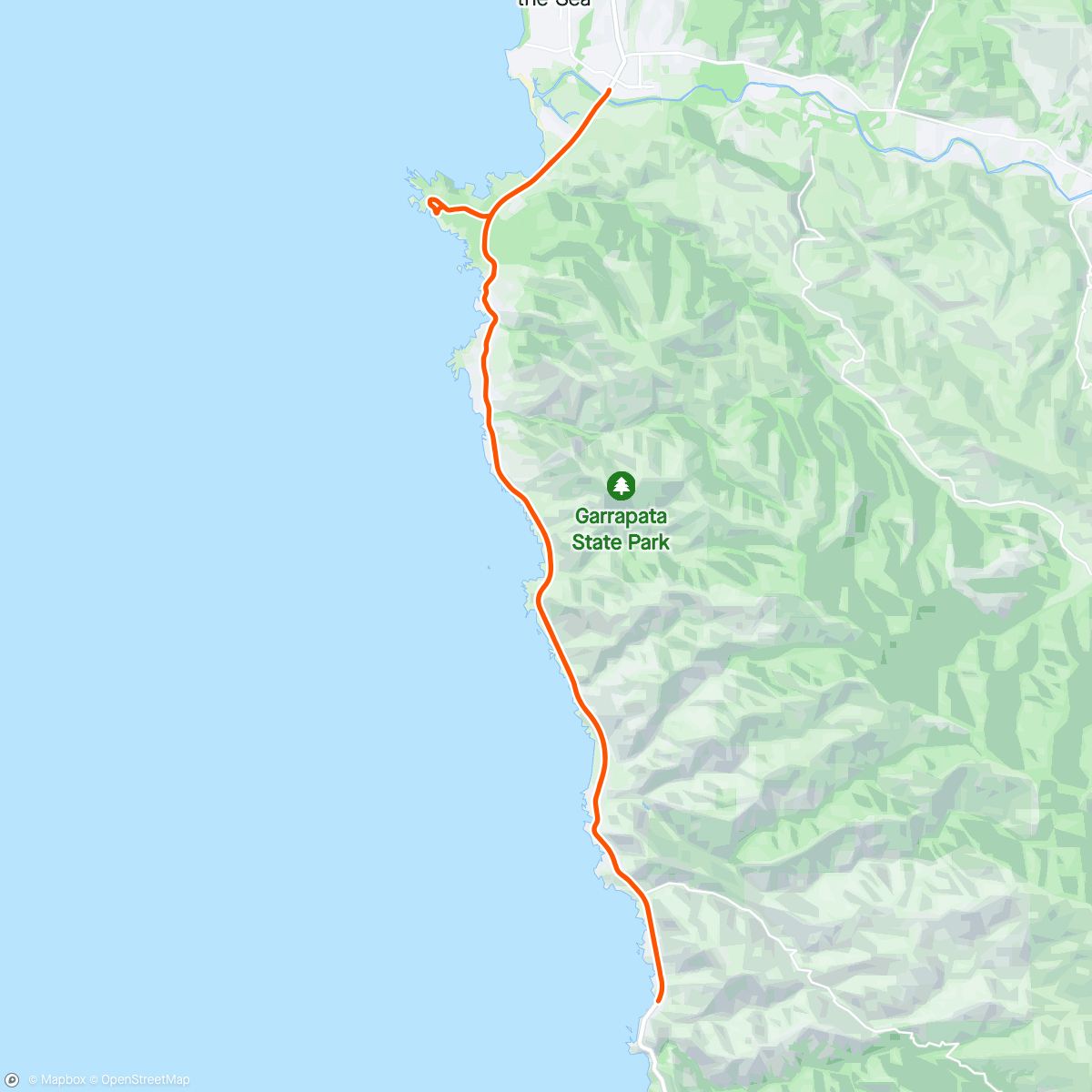 Map of the activity, Big Sur marathon