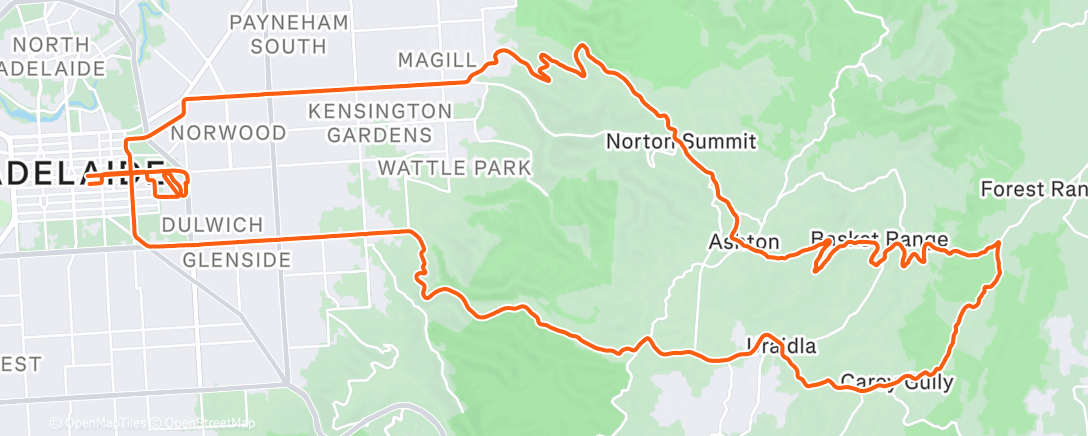 Map of the activity, Race Prep Ride. 🇦🇺🐨