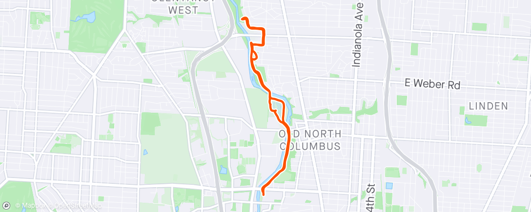 Map of the activity, Olentangy River Path Hike