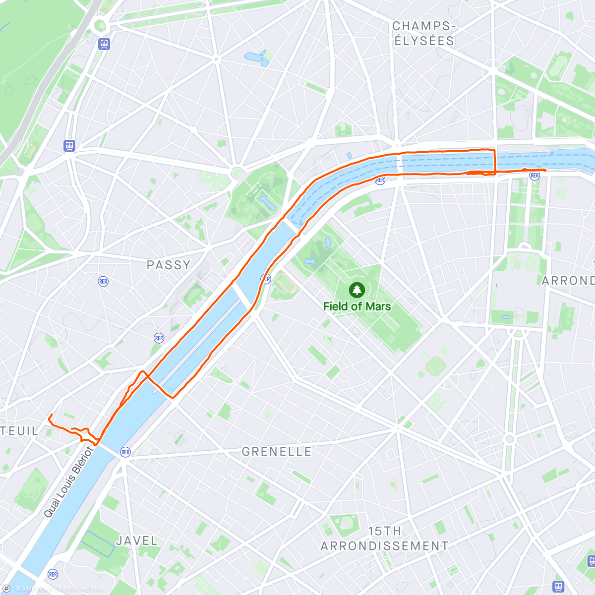 Map of the activity, 10 k en Paris