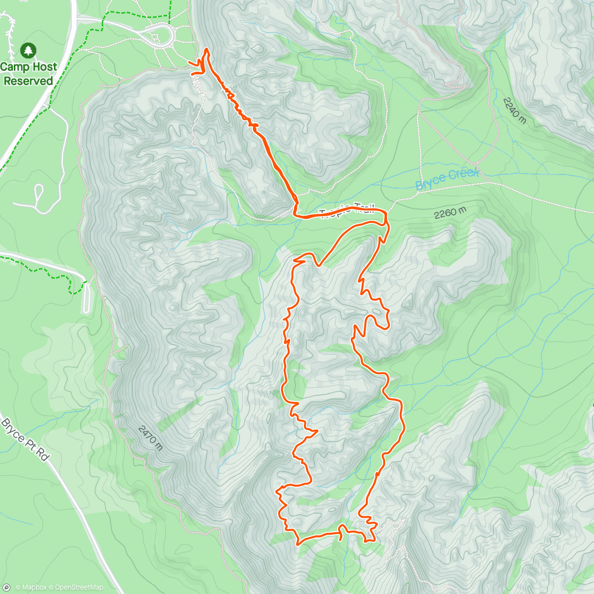 Map of the activity, Bryce Canyon Hike