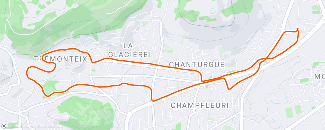 Mapa da atividade, Déblocage 🔓 footing vallonné 45', Clermont-Fd