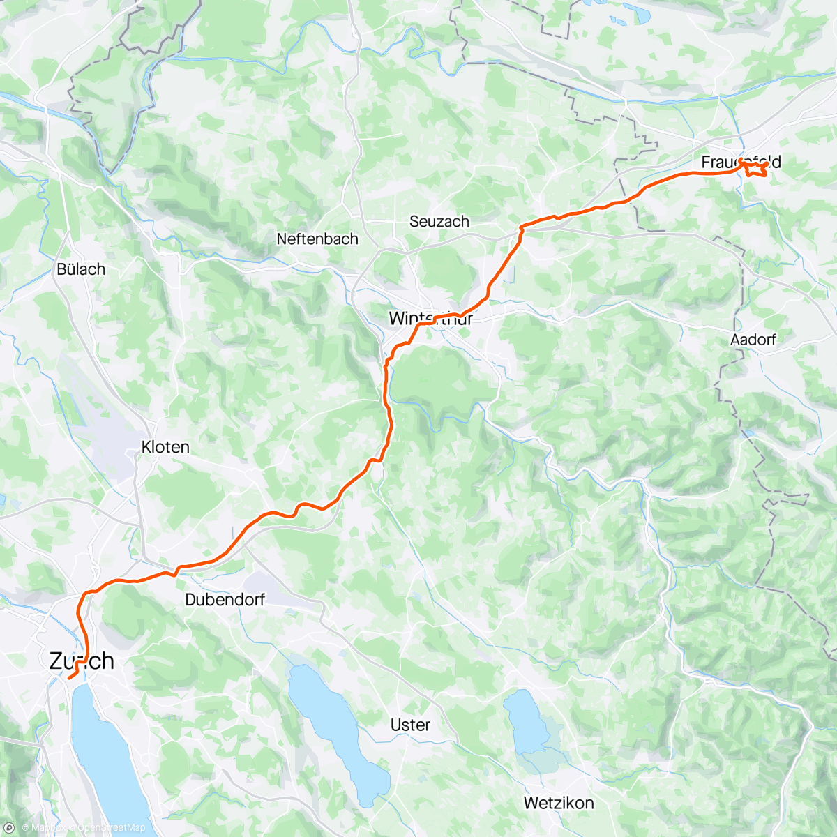 Map of the activity, THURGAU — Cold Spring — Zürich-Frauenfeld