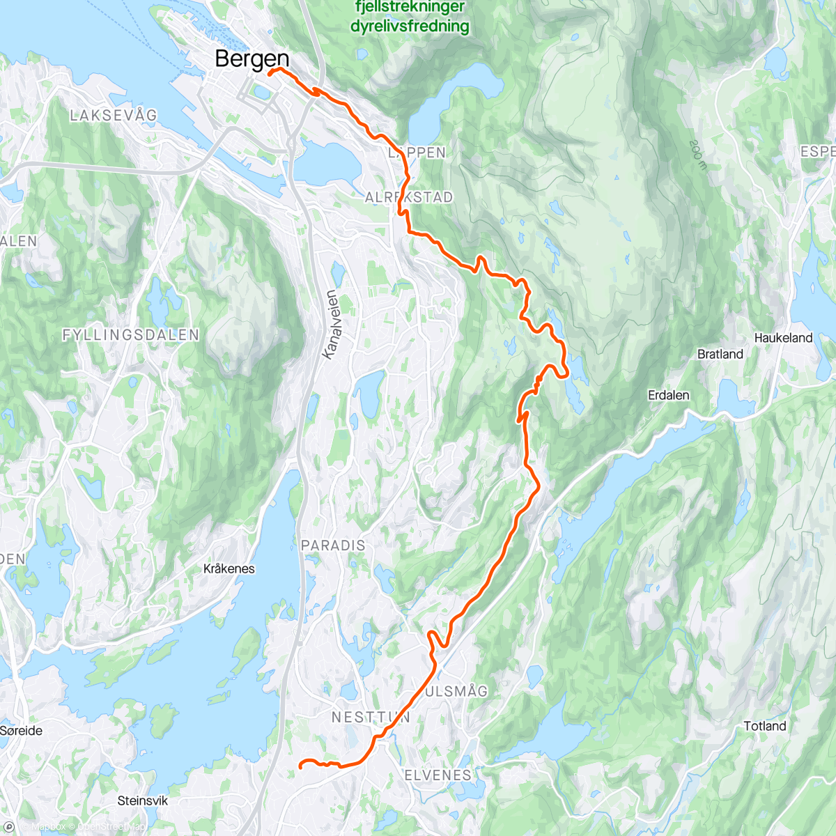 Map of the activity, Vraltetur fra jobb om Montana og Sædalen