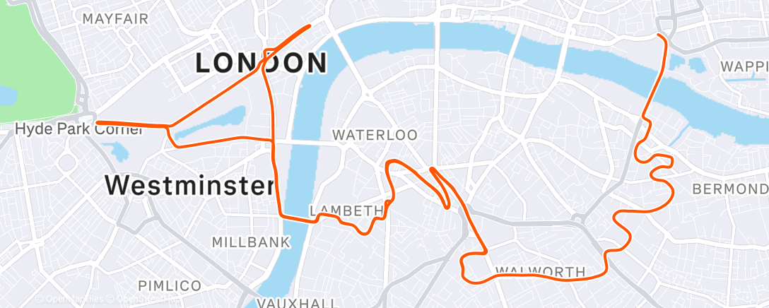 Карта физической активности (Zwift - Race: Stage 4: Fresh Outta '25: London Uprising (A) on London Uprising in London)