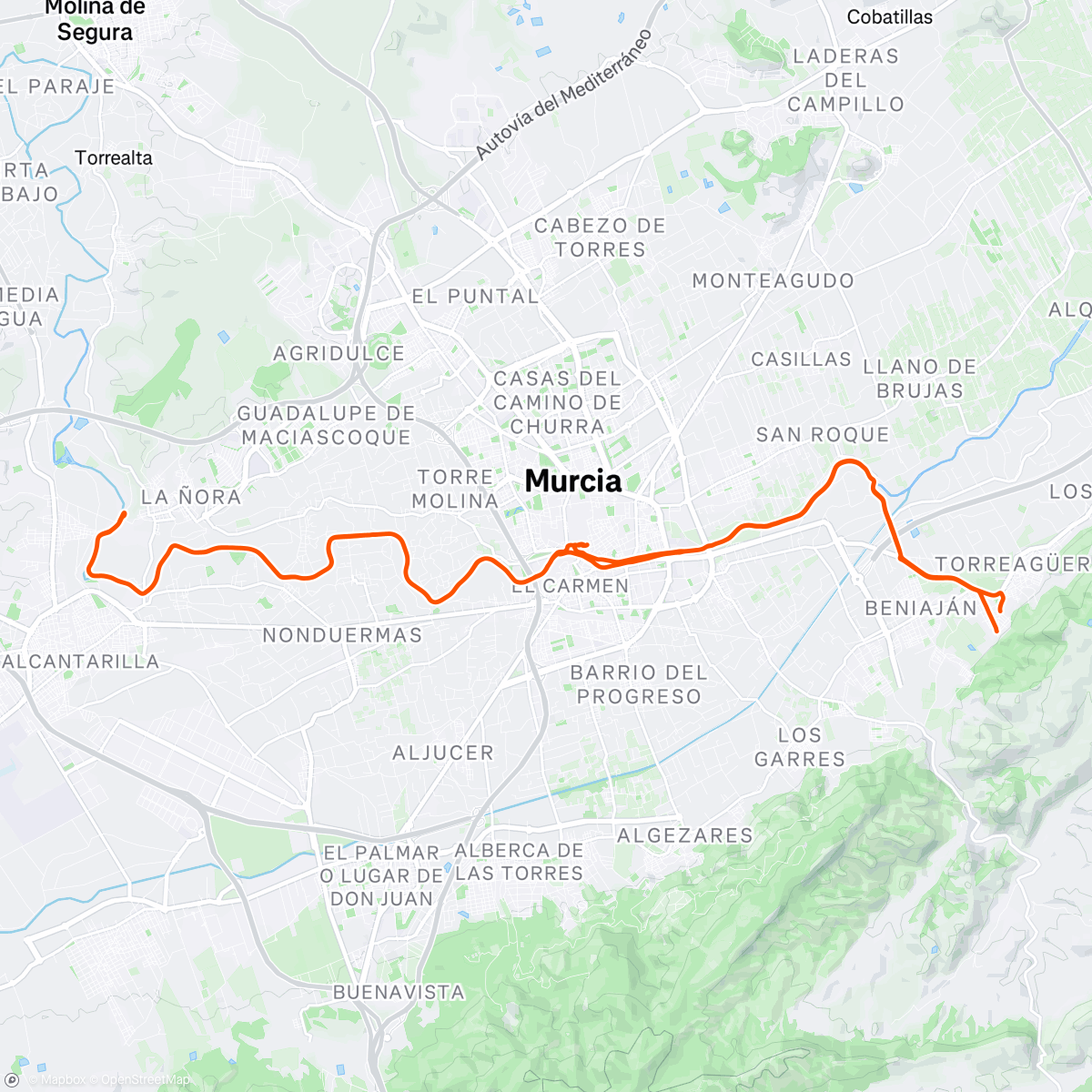 Mapa da atividade, Bicicleta por la tarde