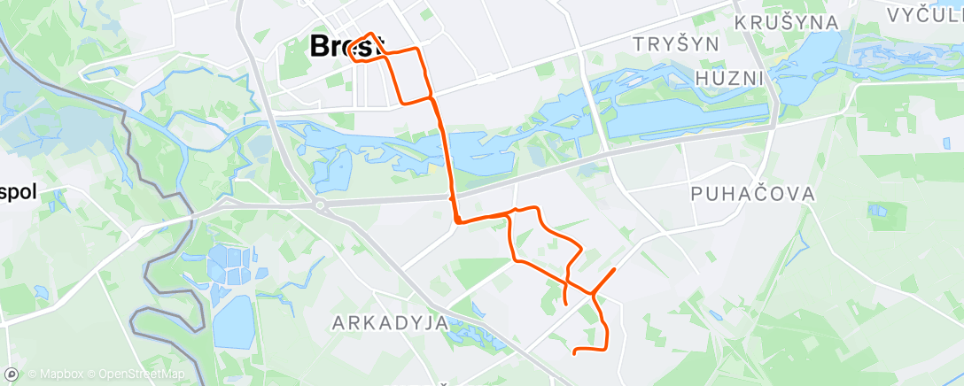 Map of the activity, Дневной забег