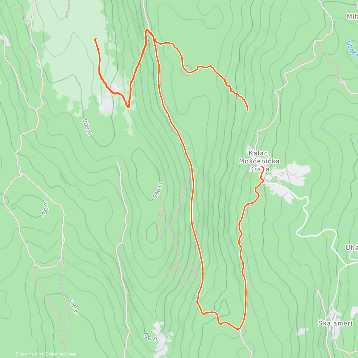 Map of the activity, Kremenjak (844 m)